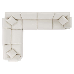 Commix Ivory 6-Piece Down Filled Overstuffed Boucle Fabric Sectional Sofa - 40x159" - Ornate Home