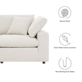 Commix Ivory 6-Piece Down Filled Overstuffed Boucle Fabric Sectional Sofa - 40x159" - Ornate Home