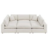 Commix Ivory 6-Piece Down Filled Overstuffed Boucle Fabric Sectional Sofa - 80x120" - Ornate Home