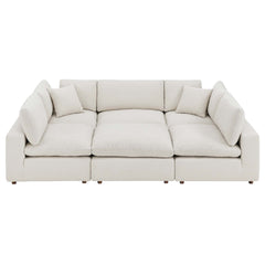 Commix Ivory 6-Piece Down Filled Overstuffed Boucle Fabric Sectional Sofa - 80x120" - Ornate Home