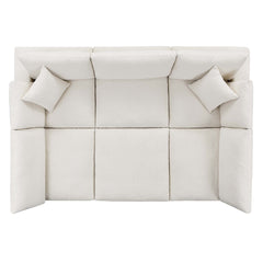 Commix Ivory 6-Piece Down Filled Overstuffed Boucle Fabric Sectional Sofa - 80x120" - Ornate Home