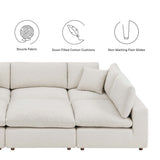 Commix Ivory 6-Piece Down Filled Overstuffed Boucle Fabric Sectional Sofa - 80x120" - Ornate Home