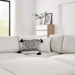Commix Ivory 6-Piece Down Filled Overstuffed Boucle Fabric Sectional Sofa - 80x120" - Ornate Home
