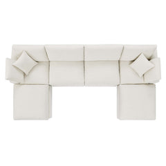 Commix Ivory 6-Piece Down Filled Overstuffed Boucle Sectional Sofa - Ornate Home