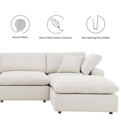 Commix Ivory 6-Piece Down Filled Overstuffed Boucle Sectional Sofa - Ornate Home