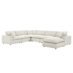 Commix Ivory 7-Piece Down Filled Overstuffed Boucle Sectional Sofa - Ornate Home