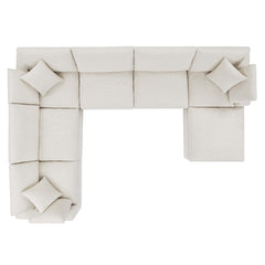Commix Ivory 7-Piece Down Filled Overstuffed Boucle Sectional Sofa - Ornate Home