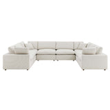 Commix Ivory 8-Piece Down Filled Overstuffed Boucle Fabric Sectional Sofa - Ornate Home