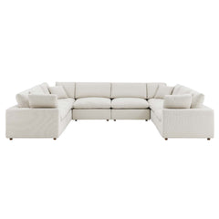 Commix Ivory 8-Piece Down Filled Overstuffed Boucle Fabric Sectional Sofa - Ornate Home