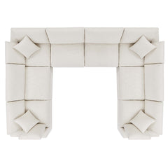 Commix Ivory 8-Piece Down Filled Overstuffed Boucle Fabric Sectional Sofa - Ornate Home