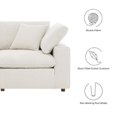 Commix Ivory 8-Piece Down Filled Overstuffed Boucle Fabric Sectional Sofa - Ornate Home