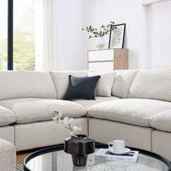 Commix Ivory 8-Piece Down Filled Overstuffed Boucle Fabric Sectional Sofa - Ornate Home