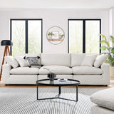Commix Ivory Down Filled Overstuffed Boucle Fabric 3-Seater Sofa - Ornate Home