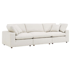 Commix Ivory Down Filled Overstuffed Boucle Fabric 3-Seater Sofa - Ornate Home
