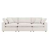 Commix Ivory Down Filled Overstuffed Boucle Fabric 3-Seater Sofa - Ornate Home