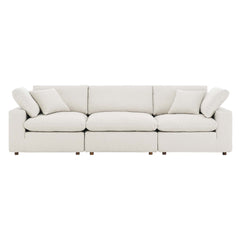Commix Ivory Down Filled Overstuffed Boucle Fabric 3-Seater Sofa - Ornate Home