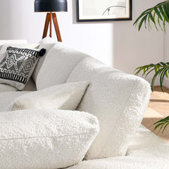 Commix Ivory Down Filled Overstuffed Boucle Fabric 3-Seater Sofa - Ornate Home