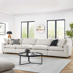 Commix Ivory Down Filled Overstuffed Boucle Fabric 4-Seater Sofa - Ornate Home