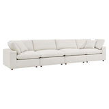 Commix Ivory Down Filled Overstuffed Boucle Fabric 4-Seater Sofa - Ornate Home