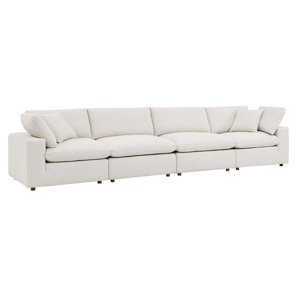 Commix Ivory Down Filled Overstuffed Boucle Fabric 4-Seater Sofa - Ornate Home