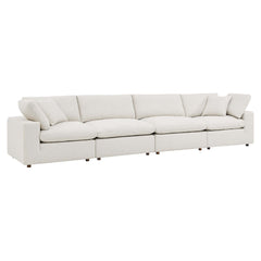 Commix Ivory Down Filled Overstuffed Boucle Fabric 4-Seater Sofa - Ornate Home