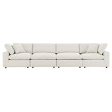 Commix Ivory Down Filled Overstuffed Boucle Fabric 4-Seater Sofa - Ornate Home