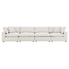 Commix Ivory Down Filled Overstuffed Boucle Fabric 4-Seater Sofa - Ornate Home