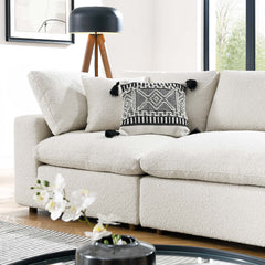 Commix Ivory Down Filled Overstuffed Boucle Fabric 4-Seater Sofa - Ornate Home