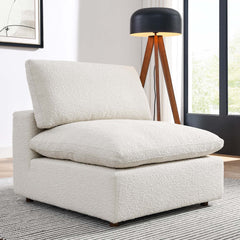 Commix Ivory Down Filled Overstuffed Boucle Fabric Armless Chair - Ornate Home