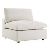 Commix Ivory Down Filled Overstuffed Boucle Fabric Armless Chair - Ornate Home