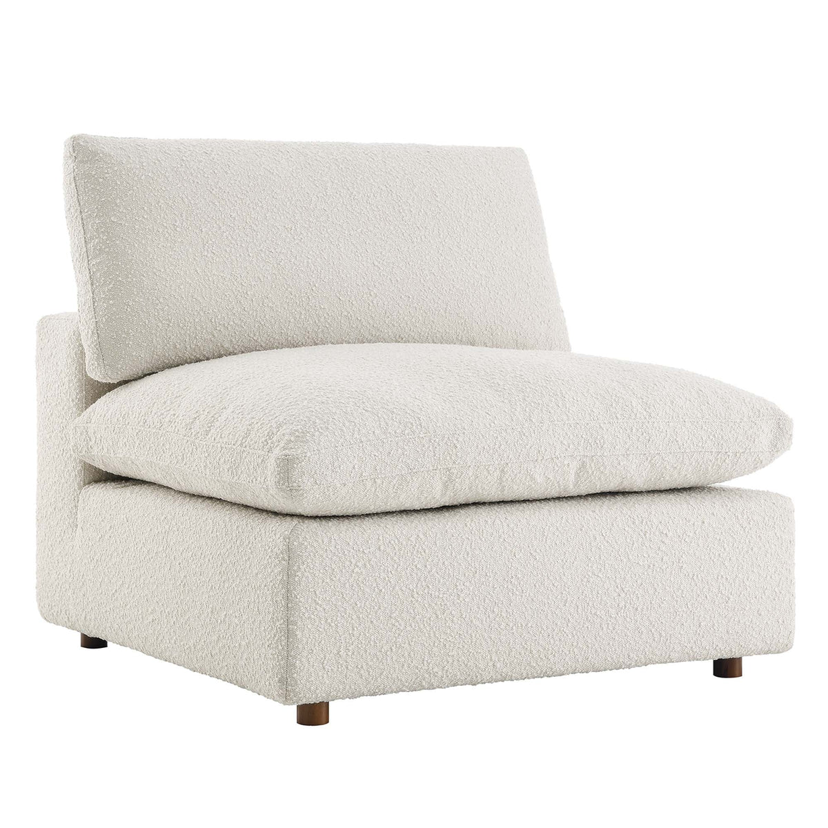 Commix Ivory Down Filled Overstuffed Boucle Fabric Armless Chair - Ornate Home