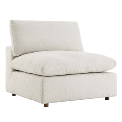 Commix Ivory Down Filled Overstuffed Boucle Fabric Armless Chair - Ornate Home