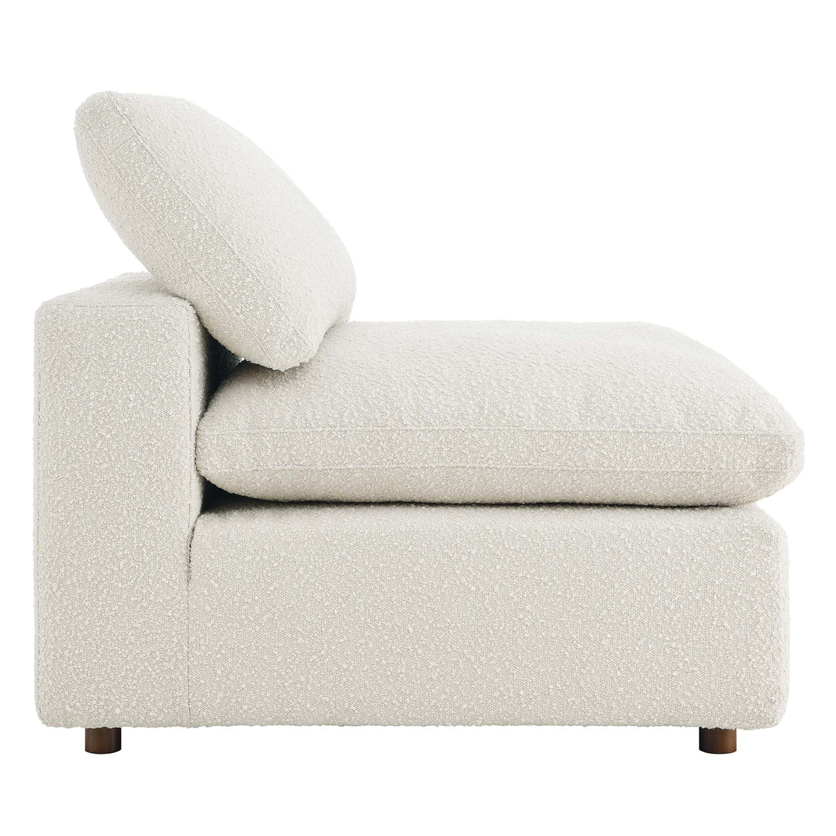 Commix Ivory Down Filled Overstuffed Boucle Fabric Armless Chair - Ornate Home