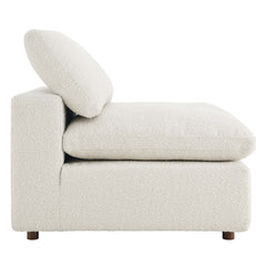 Commix Ivory Down Filled Overstuffed Boucle Fabric Armless Chair - Ornate Home