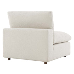 Commix Ivory Down Filled Overstuffed Boucle Fabric Armless Chair - Ornate Home