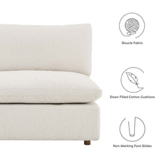Commix Ivory Down Filled Overstuffed Boucle Fabric Armless Chair - Ornate Home