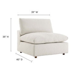 Commix Ivory Down Filled Overstuffed Boucle Fabric Armless Chair - Ornate Home