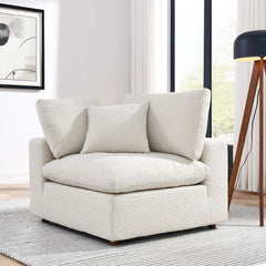 Commix Ivory Down Filled Overstuffed Boucle Fabric Corner Chair - Ornate Home