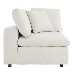 Commix Ivory Down Filled Overstuffed Boucle Fabric Corner Chair - Ornate Home