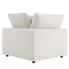 Commix Ivory Down Filled Overstuffed Boucle Fabric Corner Chair - Ornate Home