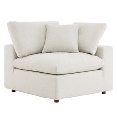 Commix Ivory Down Filled Overstuffed Boucle Fabric Corner Chair - Ornate Home