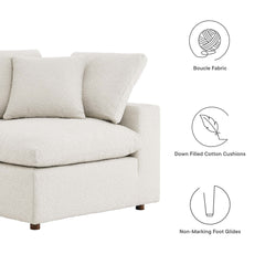 Commix Ivory Down Filled Overstuffed Boucle Fabric Corner Chair - Ornate Home