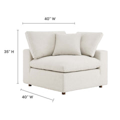 Commix Ivory Down Filled Overstuffed Boucle Fabric Corner Chair - Ornate Home