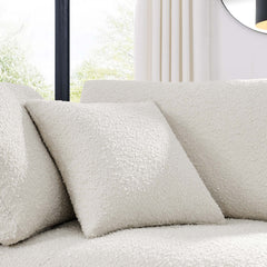 Commix Ivory Down Filled Overstuffed Boucle Fabric Corner Chair - Ornate Home