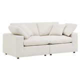 Commix Ivory Down Filled Overstuffed Boucle Fabric Loveseat - Ornate Home