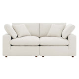 Commix Ivory Down Filled Overstuffed Boucle Fabric Loveseat - Ornate Home