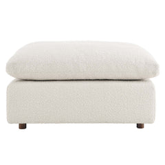 Commix Ivory Down Filled Overstuffed Boucle Fabric Ottoman - Ornate Home