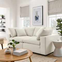 Commix Light Beige 2 Piece Down Filled Overstuffed Sectional Sofa Set - Ornate Home