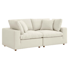 Commix Light Beige 2 Piece Down Filled Overstuffed Sectional Sofa Set - Ornate Home