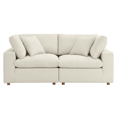Commix Light Beige 2 Piece Down Filled Overstuffed Sectional Sofa Set - Ornate Home